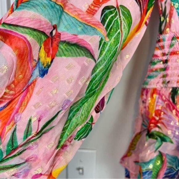 Rococo Sand Rio Short Dress womens small tropical print long sleeve summer beach - Picture 10 of 11